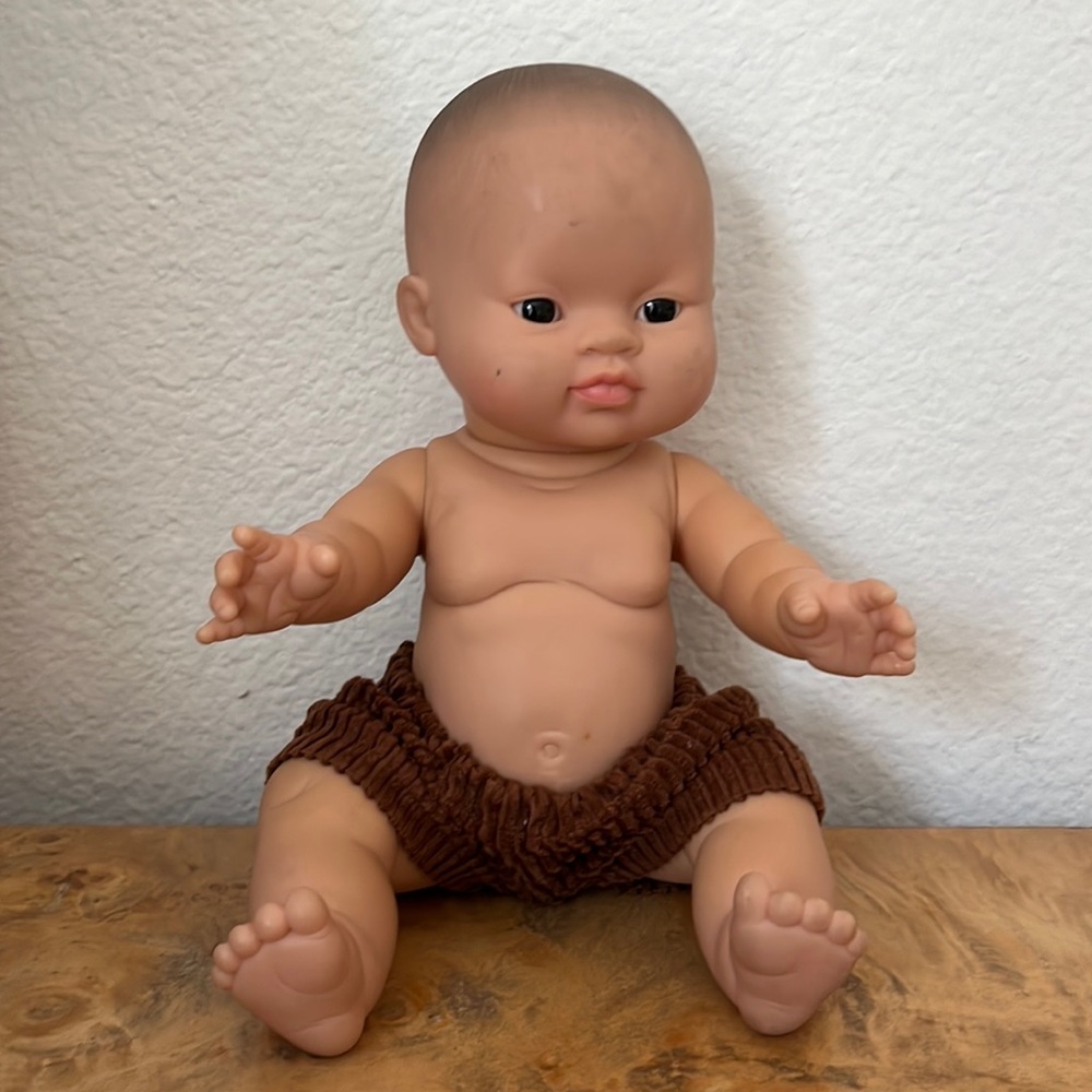 MiniKane Baby Boy Asian Doll with Corduroy Shorts
